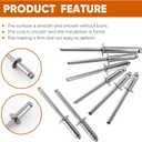 ALLCLEAN 45 Pcs 1/4" x 5/8" Stainless Steel Blind Pro Rivets,6.4 x 16mm Pop Rivets,Stainless Steel Grip and Stainless Steel Mandrel