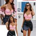 Avidlove Lace Bralettes for Women Y2k Strap Bustier Cami Top V Neck Camisole Lingerie (Pink, XXL)