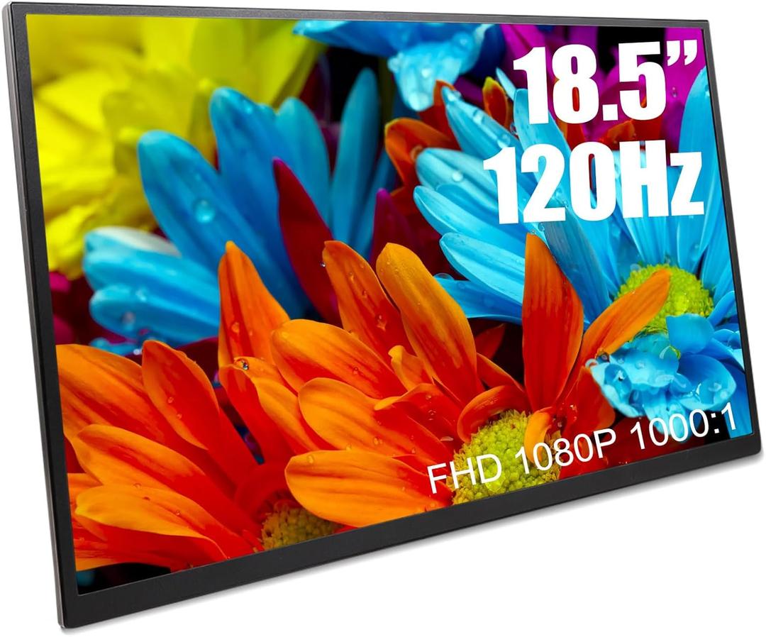 18.5 Inch Large Portable Monitor for Laptop, 120Hz 1080P FHD IPS Portable Travel Second Screen Display for/Phone/Xbox PS4/5, 125% sRGB, Dual Speakers, VESA & Storage Bag