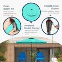 6.5' x 10' Rectangular Patio Umbrella Large Outdoor Market Umbrella w/ UV Protection, Push Button Tilt and Crank Lift, Rectangle Table Umbrella for Garden, Deck, Pool, Patio, Turquoise Blue, 6.5x13FT