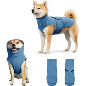 Dog Anxiety Calming Vest Adjustable Turtleneck Thunder Shirt Jacket for Fireworks, Separation, Vet Visits, Pet Hoodie for Medium Dogs (Blue) M