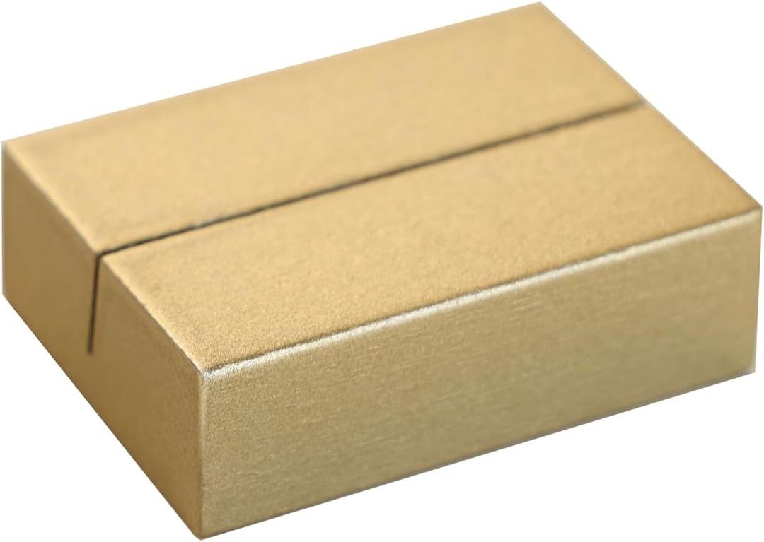 UNIQOOO 12 Pack 2" Gold Birch Wood Table Number Holders for Cardstock, Solid Wood Place Card Holders for Wedding, Photo Holder, Photo Display Stand for Event Decor, Retail Shop, Cafe Restaurant Menu, Name Tag