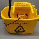 Amazon Basics Commercial Side Press Wringer Floor Cleaning Mop Bucket on Wheels, 35-Quart, Yellow