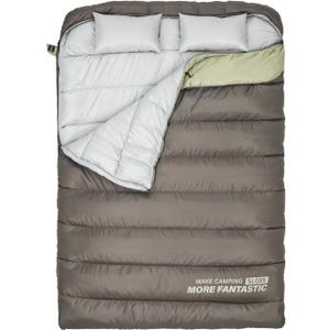 BISINNA Double Sleepinag Bag for Adults Two Person Queen Size Camping Sleeping Bag for All Season Backpacking Hiking Cold Weather with Compression Sack (Green)