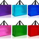 Nush Nush Mix Color Extra Large Gift Bags with Handles – Set of 12 Reusable XL Bags in 6 Vibrant Colors with Glossy Finish – Perfect XL Goodie Bag for Christmas, Birthday Parties – 15.5Wx6Dx12H