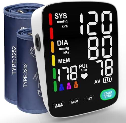 Blood Pressure Machine,Automatic Upper Arm Blood Pressure Monitor with 3x199 readout,5.4 inch LED Large Screen,Adjustable Two Cuff 9/17 or 13/20 inches XL Cuff - Home Hypertension Detector