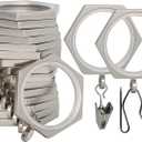 BlastHome® Luxury Curtain Rings - Premium Metal with Quiet, Smooth, Removable Nylon Inserts - Pinhooks and Clips Included - 1 1/2" Inside Diameter - 18 Pack for Two Curtain - Brushed Nickel