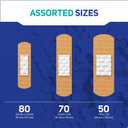 Care Science Fabric Adhesive Bandages, 200 ct Bulk Assorted Sizes | Flexible + Breathable Protection for First Aid and Wound Care