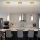 Pendant Light Kitchen Islan Gold Mini Crystal Chandelier Modern Hanging Light Fixture for Dining Room, Living Room,Bedroom, Foyer（3-Pack）