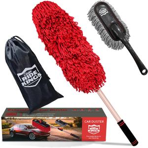 Car Duster Exterior Scratch Free,Car Dust Brush with Extendable Telescoping Handle to Remove Pollen,Dusters for Truck,RV and Motorcycle,Large Mop Head, Wax Cotton HairAuto Care