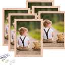 ATOBART 5x7 Picture Frame, OAK Wood Photo Frame with Perspex Glass for Vertical or Horizontal Tabletop Wall Display for Photos, Paintings, Posters, Artwork, Birthday Christmas Gift, Set of 6