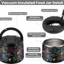 14oz Insulated Vacuum Food Jar with Buckle Lid,Soup Thermo for Hot Food Kids,Wide Mouth Leakproof Stainless Steel Lunch Container with Spoon-Black Game