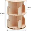 Bear Qiaqia Rotating Bookshelf, 360 Display 2 Tier Floor Standing Bookcase Storage Rack for Kids&Adult, Wood Narrow Book Shelf Organizer for Bedroom, Living Room, Study Room, 26.7 Inches X 17.7 Inches