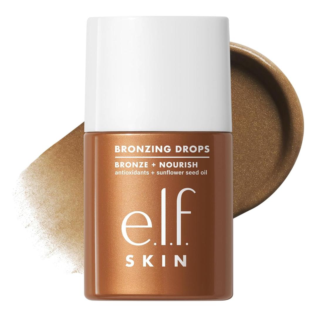 e.l.f. SKIN Bronzing Drops, Liquid Face Tinted Serum with Vitamin E & Sunflower Oil, Shimmer Finish, Vegan & Cruelty-Free, Copper Gold (1 Fl Oz (Pack of 1))