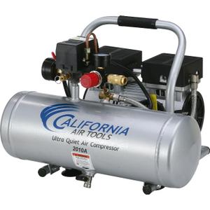 California Air Tools 2010A 1.0 HP Ultra Quiet and Oil-Free Air Compressor, 2 Gallon Aluminum Tank, 60 dBA Noise Level, Silver