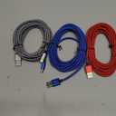 Long USB C Cable 10 ft 3-Pack, USB to USB C Cable 10ft Fast Charging, USBA to USBC Charger 10 ft Cord Braided for iPhone 17 Air 17 16e 16/16 Plus/16 Pro/16 Pro Max/iPhone 15 Series, Samsung (Red/Grey/Blue)