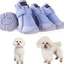 Dog Shoes for Small Dogs, Breathable Puppy Dog Boots & Paw Protectors for Summer Hot Pavement Winter Snow, Dog Booties with Reflective Strips, Anti-Slip Sole for Hardwood Floors (Purple-Size2) (