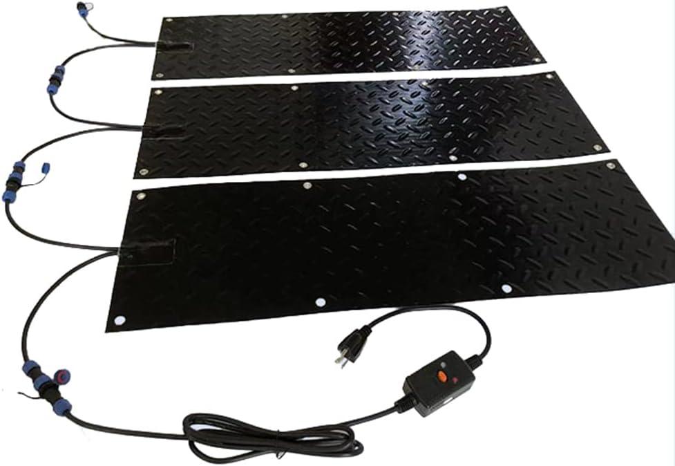 Snow Melting Walkway Mat, Snow & Ice Melting Mat Slip-Proof Rubber Heated Mat Connection W/Power Cord Heated Driveway Pad, 10In X 30In,3PCS