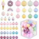 26Pcs Pastel Color Shatterproof Christmas Ornament Set -3D Ice Cream, Donut & Cake Dessert Decorations for Candyland Xmas Party, Holiday Tree Decor, Sweet - Themed Gathering & Home Decor