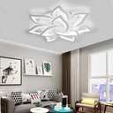 Modern LED Ceiling Light 80W Dimmable 10-Flower Chandelier with Remote Control 33.4in for Bedroom Living Room Dining Room Office Entryway Kitchen