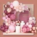 PartyWoo Dusty Rose Balloon Arch Kit, 140 pcs Pink Balloon Garland Kit, Rose Gold Balloons, Metallic Balloons for Dusty Pink Birthday Decorations Women, Bridal Shower, Wedding, Bachelorette Party (Pink-1268)