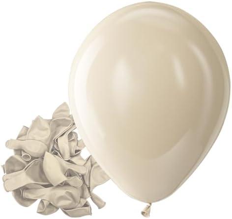 Bezente White Sand Latex Party Balloons - 50 Pack 5 inch Matte Sand White Helium Balloons for Birthday Wedding Bridal Shower Gender Reveal Party Decoration