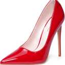 Elisabet Tang Women Pumps, Pointed Toe High Heel 4.7 inch/ 12cm Party Stiletto Heels Shoes Red 7.5