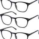 3 Pack Reading Glasses Women Men Stylish Oval Readers Flexible Spring Hinge Black Glasses Reading +2.50