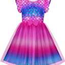 LQSZ Toddler Girls Tutu Dresses Flutter Sleeve Fluffy Party Tulle Dress for Girls 3-12 Years (Pink)