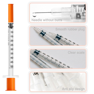 100pcs 0.5ml 31G 8mm Syringe with Needle, Individually Wrapped