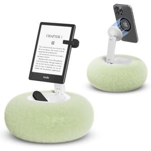 Magnetic Phone Pillow Stand, Adjustable Phone Holder for Bed,Lap,Desk, Cozy Pillow Holder with Bowl and Suction Cup, Compatible with 3.5-7" iPhone,E-Reader, Kindle, Green