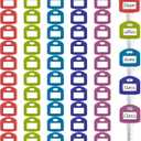 Blulu 50 Pieces Colored Key Tags with Labels 1 Inch Cute Silicone Key Covers Tag with Self Adhesive Stickers for House Classification Organization(Vintage Color,Square)