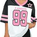 Oversized Jersey Shirts for Women Shirts Y2K Number Graphic Jerseys V Neck Cute Streetwear Tee Tops (White, XXL)