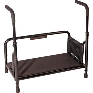 Stander Step-Stool, Portable Step with Adjustable Handles for Seniors and Elderly Adults, Extra Wide Heavy Duty Step-Ladder for Fall Prevention, Grab Bars, Motion Activated LED Light, Black