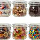 17oz Airtight Glass Jar with Lid, 6 Pack Clamp Lid Glass Storage Jars, Flip Top Food Storage Containers, Wide Mouth Thick Glass Jars for Yogurt Dessert Jam Sugar Snacks Overnight Oats Pantry Kitchen
