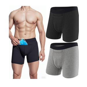 Janmercy 2 Pcs L size Vasectomy Underwear Snug Boxer Briefs with Pocket Jockstrap for Men Testicular Support and Pain Relief Gifth(Ice pack not included) Black, Gray, Large