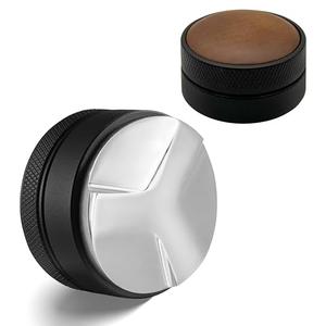 JUELICH 53mm Espresso Distributor with Walnut Wood Top – Adjustable Coffee Distribution & Leveling Tool for Portafilters – Professional Barista Espresso Accessories (53mm)