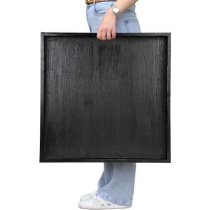 Gurfuy Square Ottoman Table Tray 24" - Rustic Wooden Serving Tray for Farmhouse Decorative Oversized Coffee Table Trays Living Room Kitchen Counter Breakfast Black