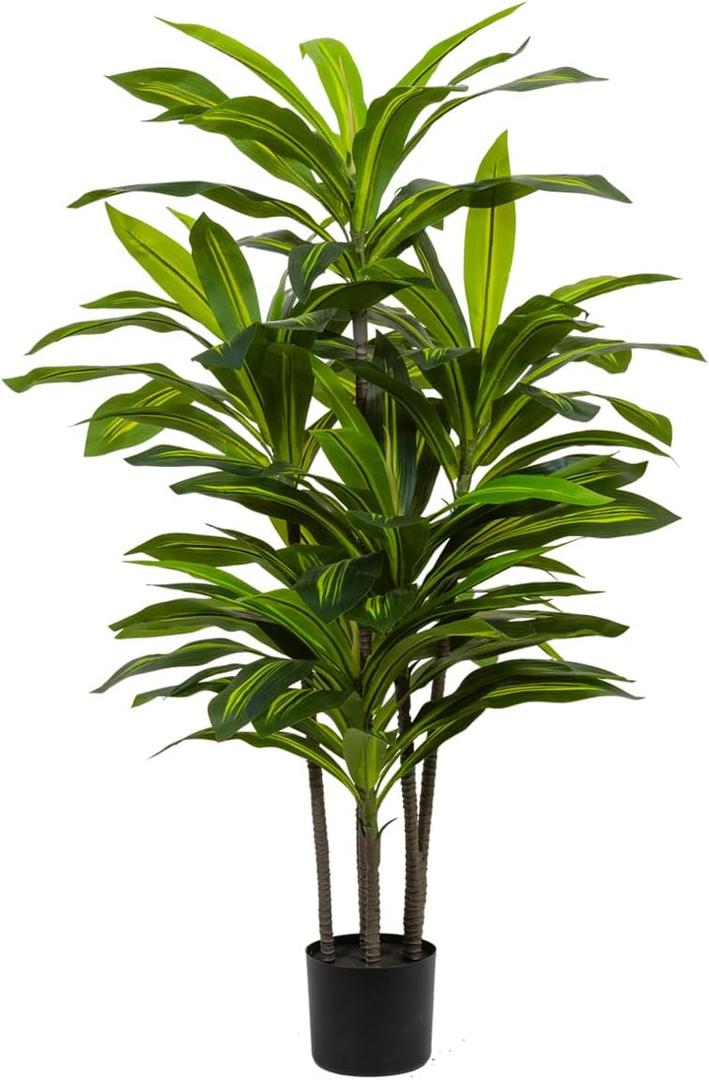 Dracaena Artificial Plant Indoor 4FT - Tall Faux Floor Plant in Pot - Large Tropical Fake Tree with Lifelike Leaves - Artificial Dracaena Tree for Home Office Living Room Decor
