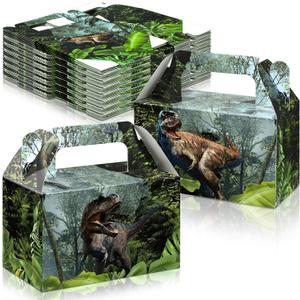 24 Pieces Dinosaur Treat Boxes Dinosaur Party Favor Boxes Animal Theme Party Decorations Candy Goodie Gift Containers for Kids Boys Girl Dino Birthday Presents Decorations Supplies, Medium Size