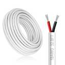 18 Gauge 2 Conductor Electrical Wire, 32.8FT White Stranded Low Voltage 18/2 Cable PVC Case, 18 AWG Tinned Copper 2 Wire Cable Extension Power Cord for Strips LED Lamp Lighting Automotive