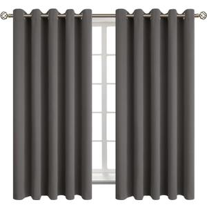 BGment Blackout Curtains for Bedroom - Grommet Thermal Insulated Room Darkening Curtains for Living Room, Set of 2 Panels (70 x 63 Inch, Grey)