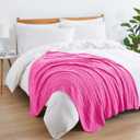 Aormenzy Hot Pink Cable Knit Throw Blankets for Couch Bed Sofa, Acrylic Knitted Blanket, Soft Cozy Throw Blanket, 50" x 60"