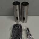 Electric Salt and Pepper Grinder Set with Rechargeable Base - Upgraded Large Capacity, Refillable Pepper Mill Set with LED Light & Adjustable Coarseness, Ideal for Kitchen, Outdoor, BBQ & Gift Giving (Stainless Steel)