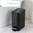 Home Zone Living 1.3 Gallon Small Bathroom Trash Can with Lid and Step Pedal, Stainless Steel Wastebasket with Slim Design for Home and Office, Matte Black, 5 Liters