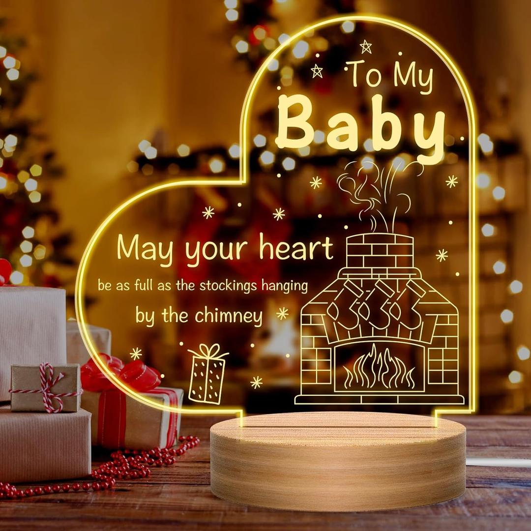 UneedMe Creative Christmas Gift 3D Night Light for Kids with Chimney, Christmas and Birthday Party Supplies for Boys/Girls, Desk Home Decoration Lamp Bedroom Decor to My Daughter Son from Mom