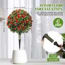 Lunmon 4 Pack 24 Inch Artificial Topiary Trees Outdoor, Red