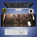 Wknoon. Extra Large Gaming Mouse Pad (31.5" x 11.8") with Durable Stitched Edges Serene Forest Refuge A Pair of Wolves, Anti-Slip Rubber Base & Smooth Fabric Surface Extended XXL Desk Mat