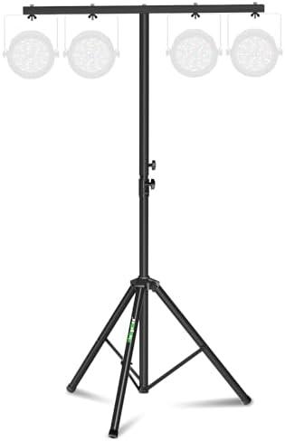 NiuNyuNeu Dj Light Stand Metal Stage Tripod Stand with T Bar Crossbar Mount | Heavy Duty, Adjustable Height 66.9"-94", for Par Lights, Single