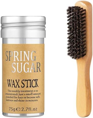 Slick Back Hair Brush & Hair Wax Stick Set for Slick Back – Boar Bristle Hair Brush for Sleek, Control, Flyaways & Baby Hairs – Slick Back Brush for Women, Dancer, Cheer